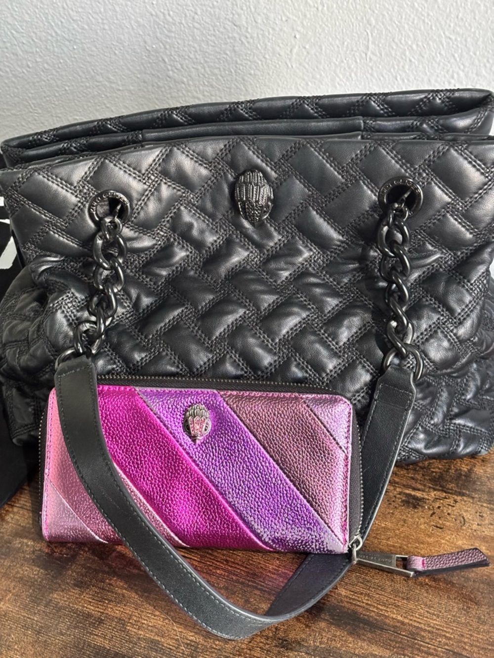 Kurt Geiger KENSINGTON DRENCH TOTE BAG with Pink and Purple Ombre Wallet